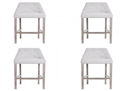 4x Bar Stools Counter Chair Set Upholstered Chairs Chesterfield Design Style